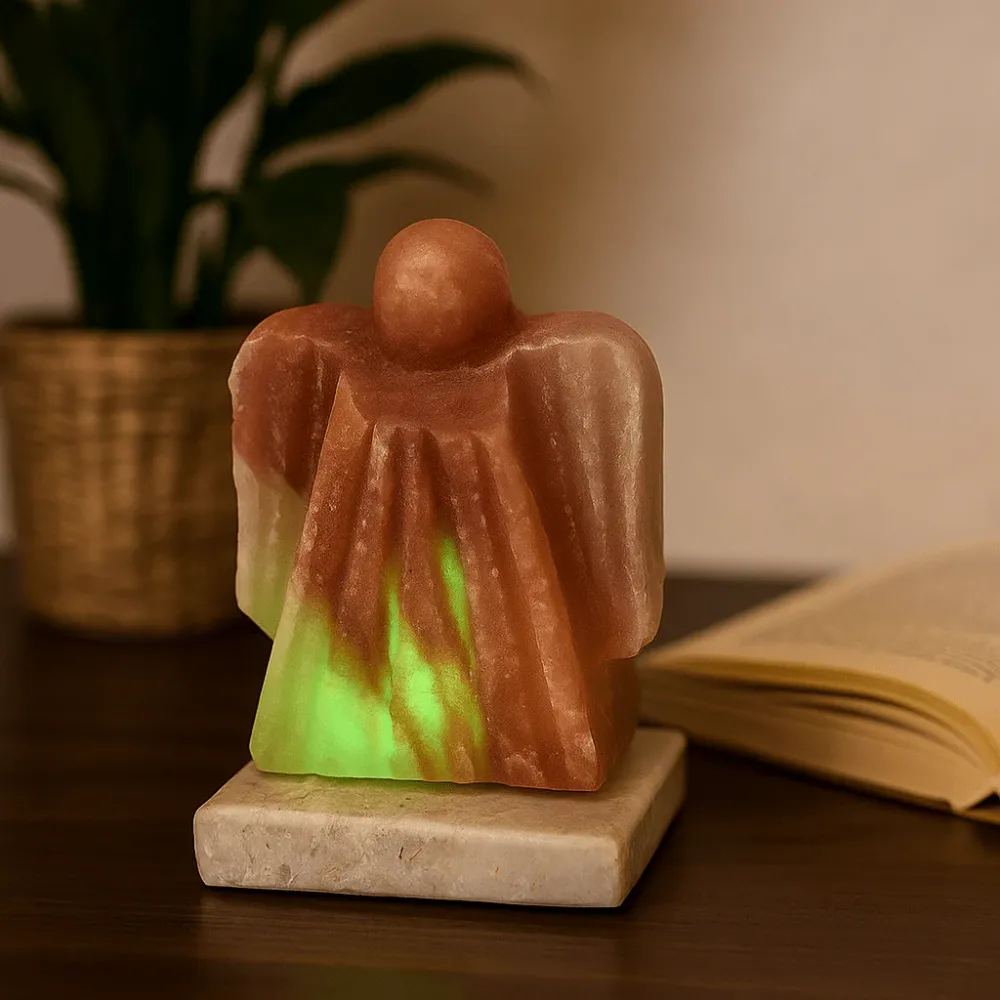 USB многоцветна ангелска лампа от хималайска кристална сол