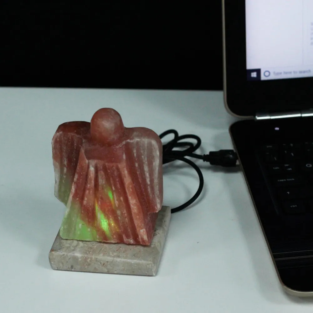 USB многоцветна ангелска лампа от хималайска кристална сол