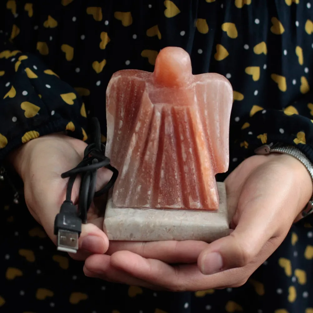 USB многоцветна ангелска лампа от хималайска кристална сол