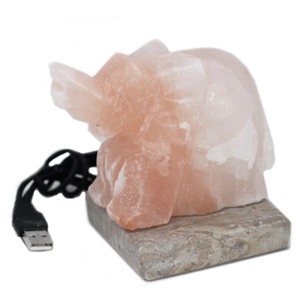 Хималайска солна лампа слон с USB и смяна на цветове