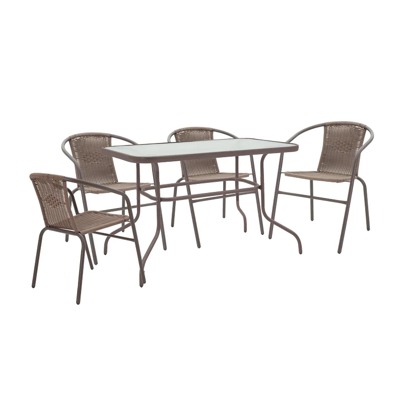 Трапезен комплект 5бр VALOR-OBBI pe кафяв-метал 110x60x70см