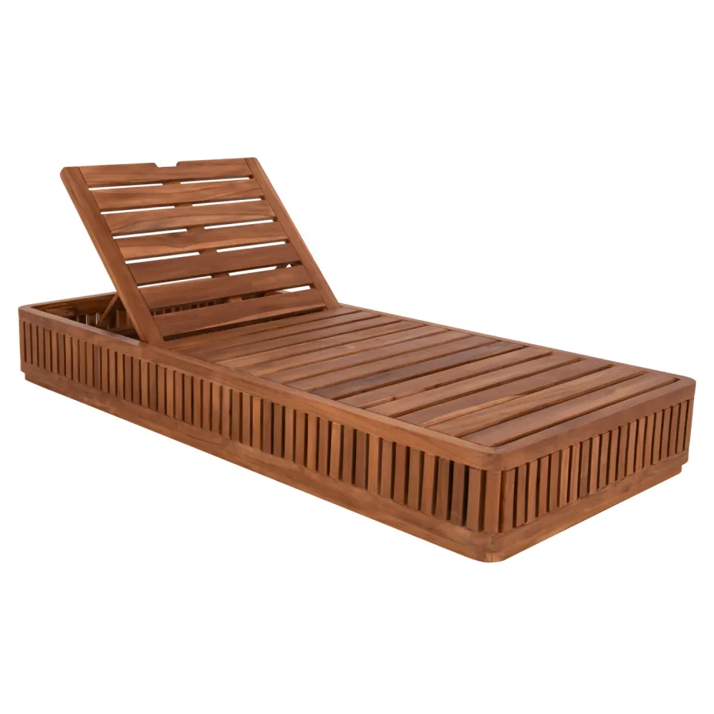 Шезлонг VERNON тиково дърво естествен цвят 200x80x25см.