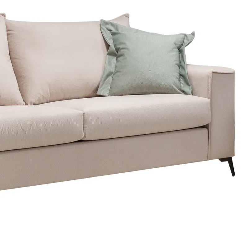 Verona 3-местен диван кремава дамаска с ментови възглавници 225x93x100см