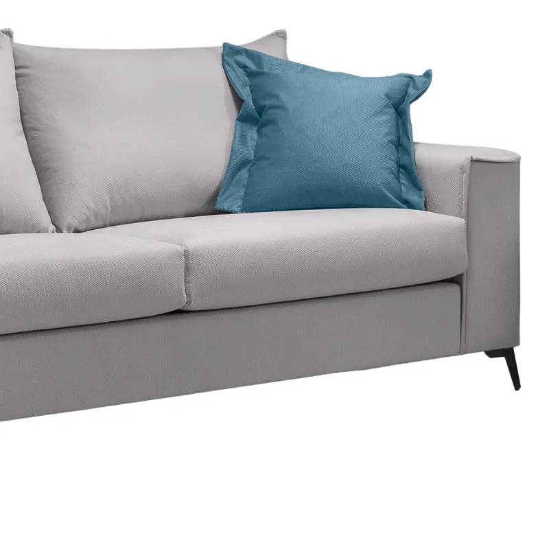 Verona 3-местен диван светлосив плат със сини възглавници 225x93x100см