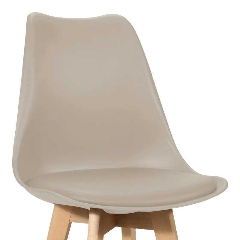 Бар стол VERONA pp-pu в цвят капучино и дървен крак 49x56x112см