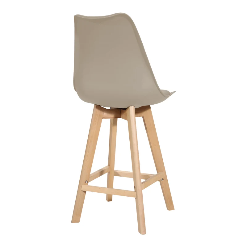Бар стол VERONA pp-pu в цвят капучино и дървен крак 49x56x112см