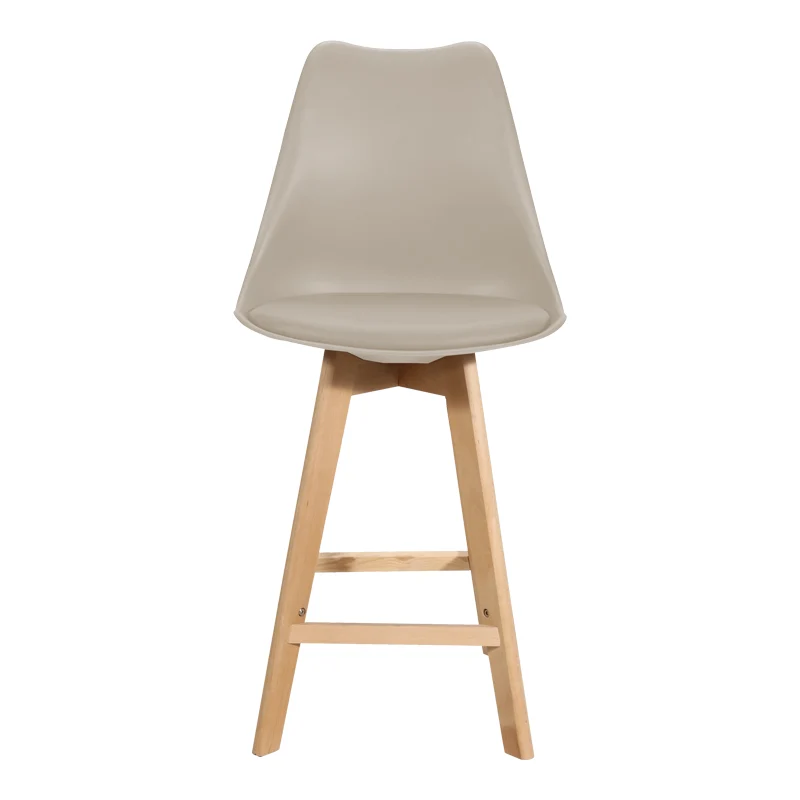 Бар стол VERONA pp-pu в цвят капучино и дървен крак 49x56x112см