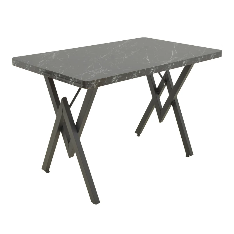 Маса VERTEX с черен мраморен ефект и черни метални крака 110x70x72см