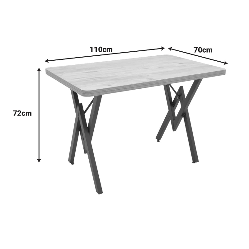 Маса VERTEX с черен мраморен ефект и черни метални крака 110x70x72см