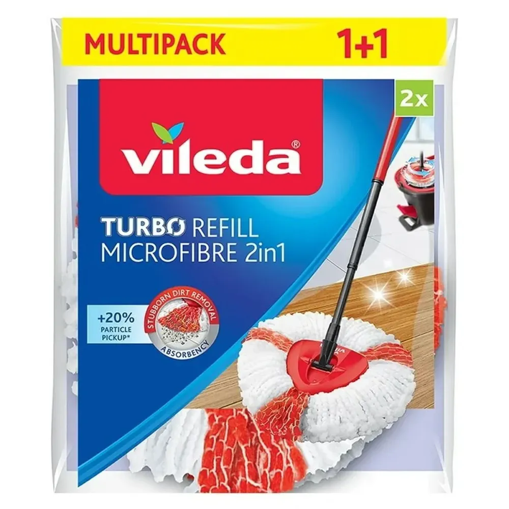 Резервен Моп за Бърсане Vileda Turbo 2in1 Микрофибър Полиамид полиестер (2 броя)