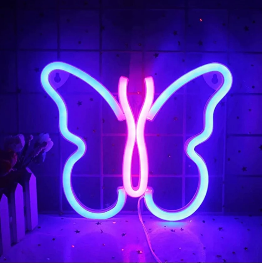 Wanxing LED неонова светлина във формата на пеперуда 23x19 см