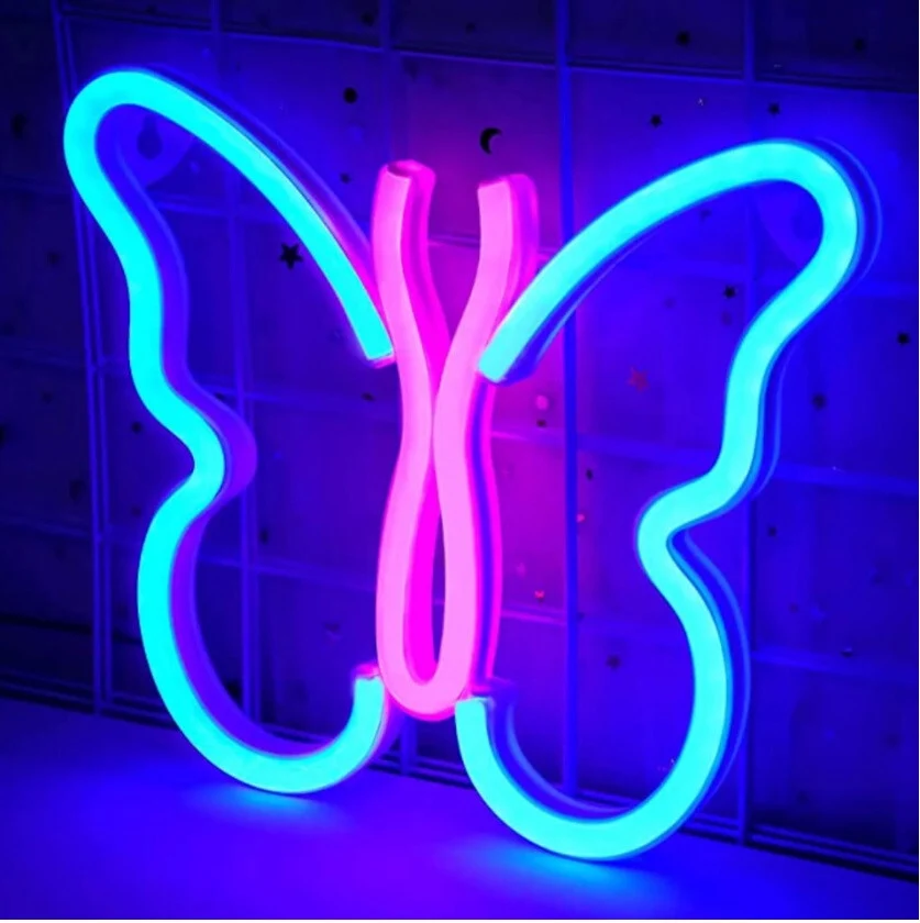 Wanxing LED неонова светлина във формата на пеперуда 23x19 см