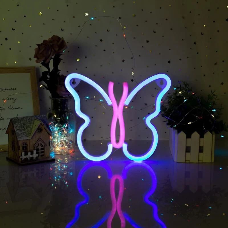 Wanxing LED неонова светлина във формата на пеперуда 23x19 см