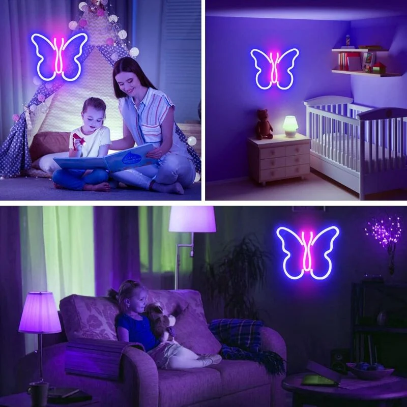 Wanxing LED неонова светлина във формата на пеперуда 23x19 см