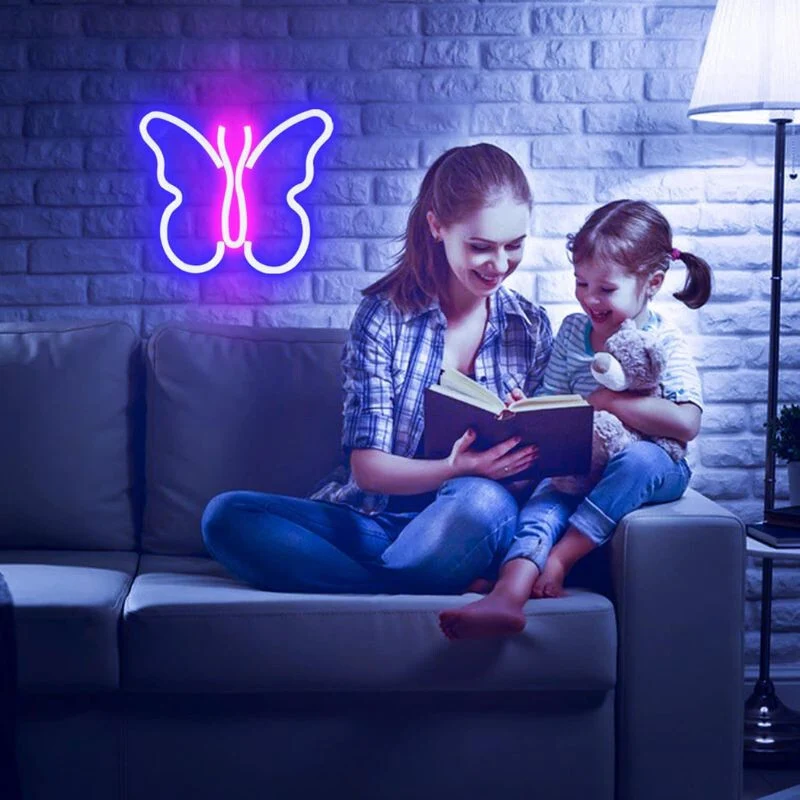 Wanxing LED неонова светлина във формата на пеперуда 23x19 см
