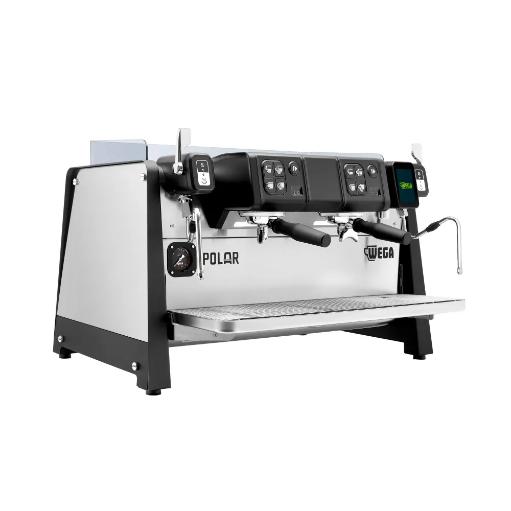 WEGA | Polar - Портафилтърна машина - 2 групи - 5,2 kW - с 2 пенителя за мляко и гореща вода - Touch - неръждаема стомана