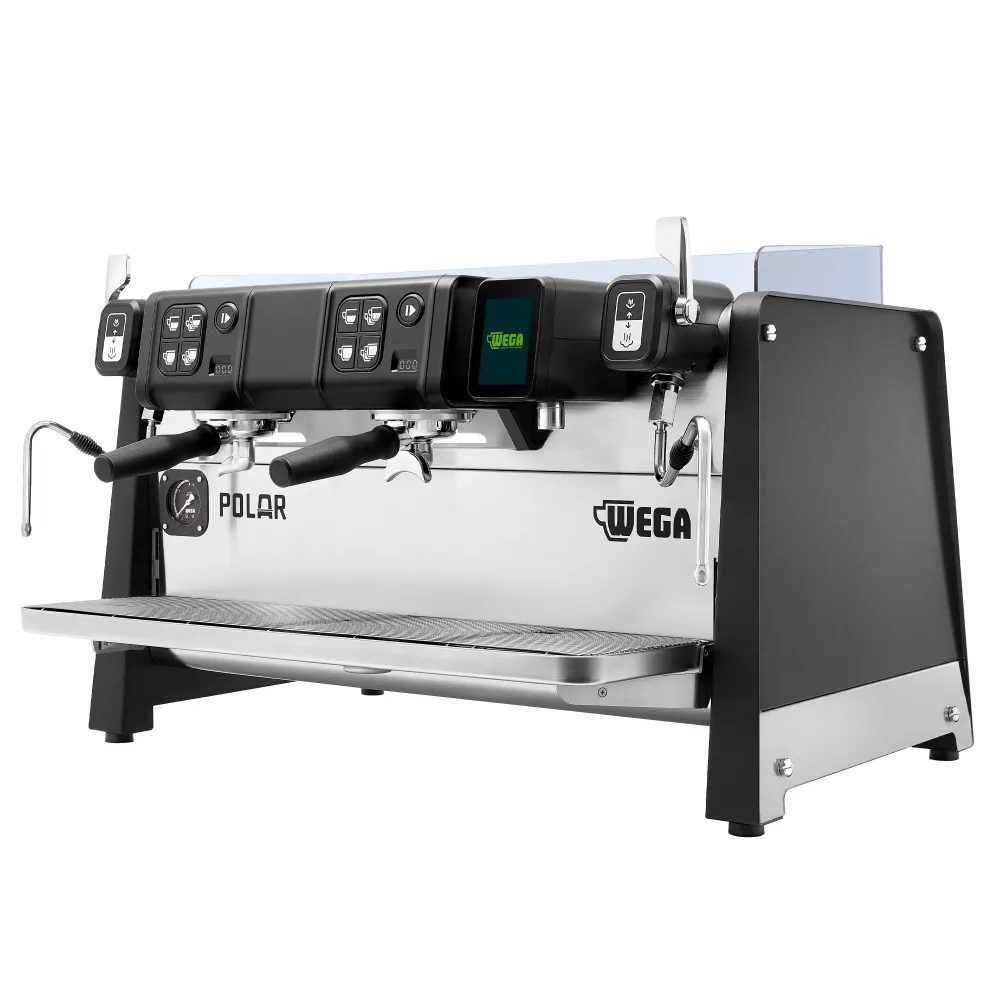 WEGA | Polar - Портафилтърна машина - 2 групи - 5,2 kW - с 2 пенителя за мляко и гореща вода - Touch - Черно