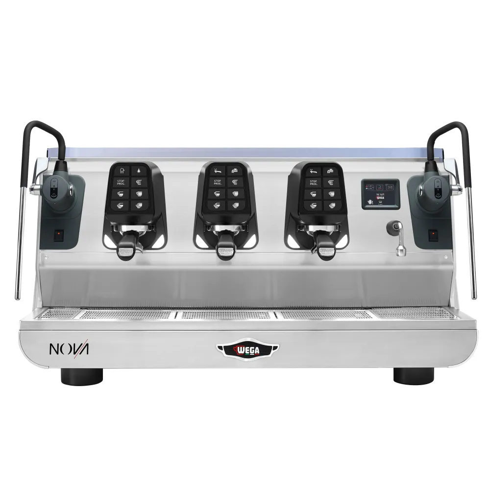 WEGA | Портафилтърна машина - 3 групи - с 2 пенителя за мляко и гореща вода - Touch