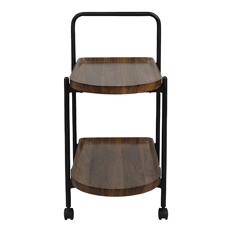 Странична масичка/ количка WHELEA mdf-метал в цвят орех-черен 40x60x69см