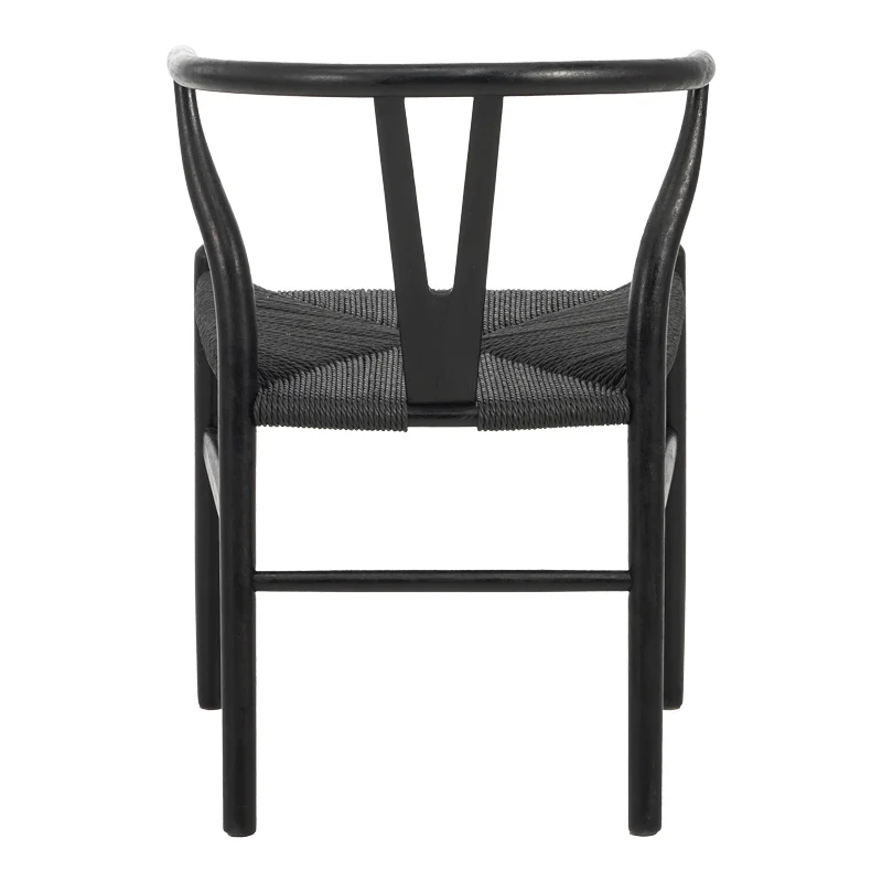 Стол WISHBONE каучуково дърво-въже в черен нюанс 60x51x80см