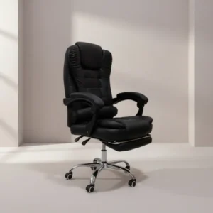 Директорски офис стол с поставка за крака Worko pu в черен нюанс 66x62x113-121см