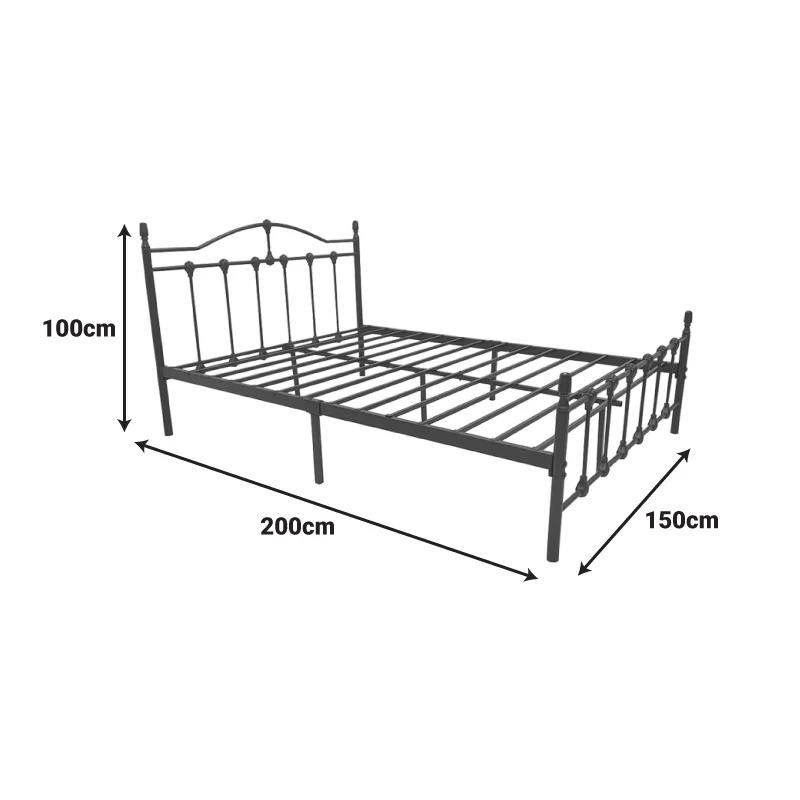 Метално легло Wotso в черен нюанс 150x200см