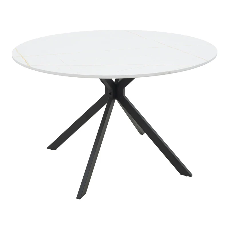 Маса XUSON цвят бял мрамор плот-черни метални крака d120x75см