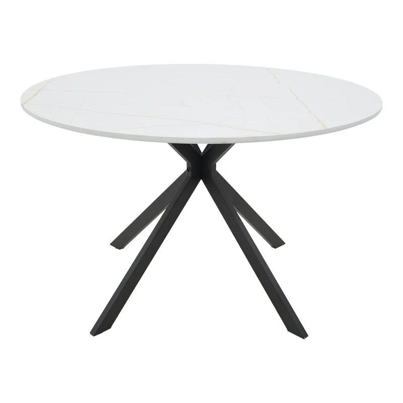 Маса XUSON цвят бял мрамор плот-черни метални крака d120x75см
