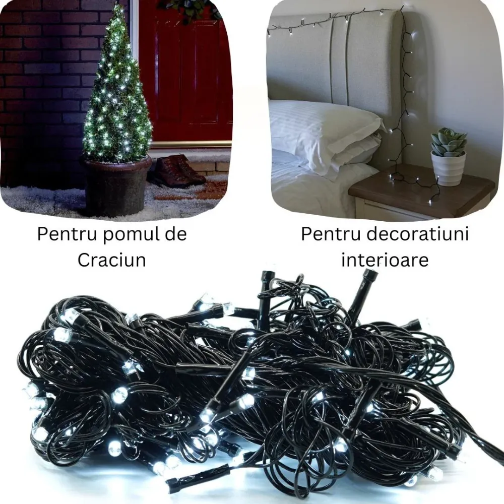 Линейна коледна инсталация Yoto, 10 м, включително 1 м кабел за 220V, 100 светодиода, 8 светлинни ефекта, контролер, кабел...