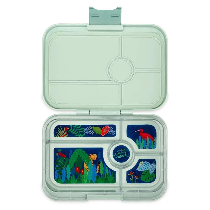 Yumbox Кутия за храна - Тапас XL - 5 отделения - Фисташково зелено/Джунгла