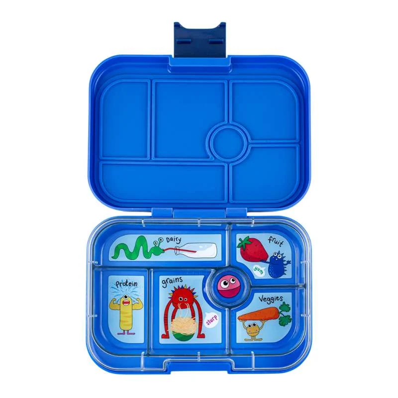 Yumbox Кутия за обяд - Оригинал - 6 отделения - Сърф синьо/Смешни чудовища
