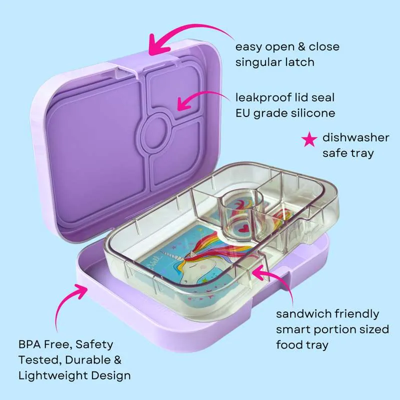 Yumbox Кутия за обяд - Панино - 4 отделения - Лавандулово лилаво/Еднорог