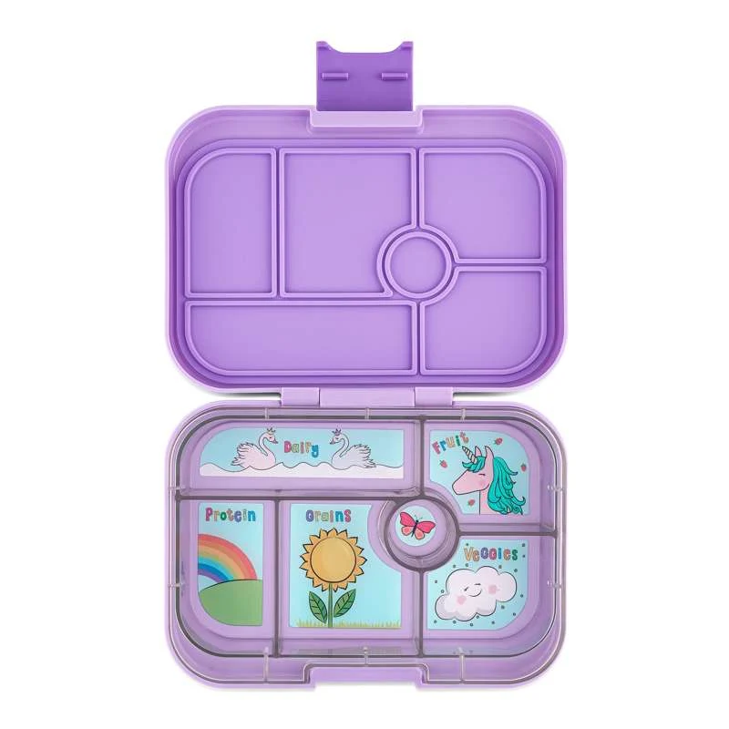 Yumbox Кутия за храна - Оригинал - 6 отделения - Лавандулово лилаво/Еднорог