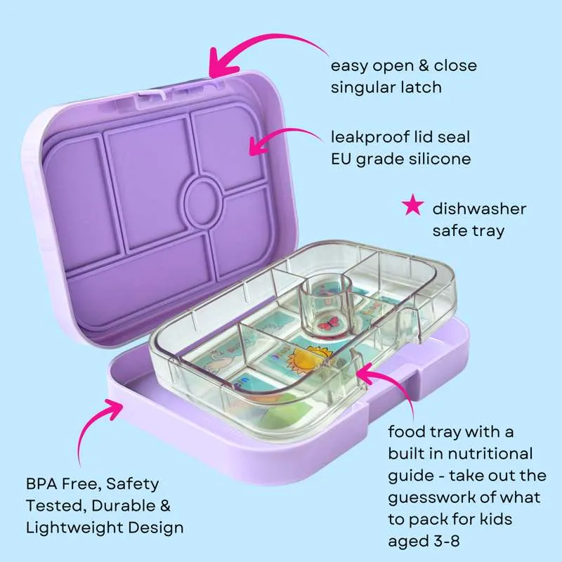 Yumbox Кутия за храна - Оригинал - 6 отделения - Лавандулово лилаво/Еднорог