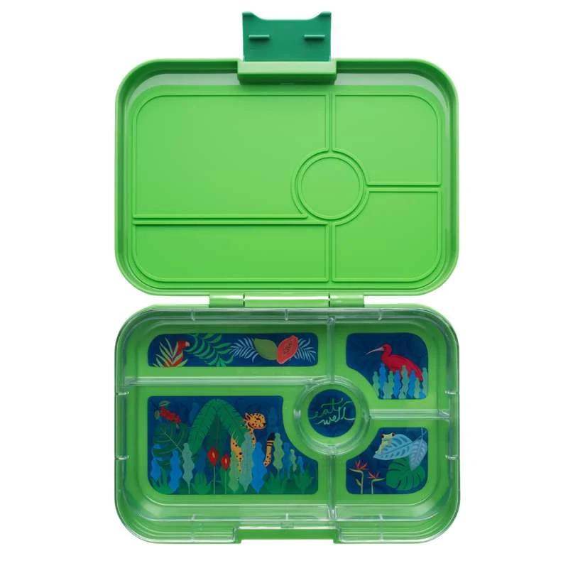 Yumbox Кутия за храна - Тапас XL - 5 отделения - Юрски зелени/Джунгла