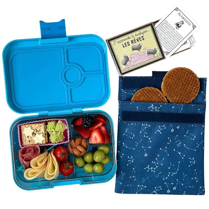 Yumbox Кутия за храна - Панини - 4 отделения - Луна Аква/Зодиак