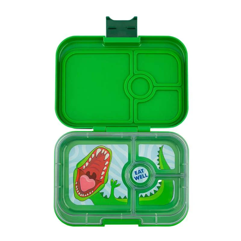 Yumbox Кутия за обяд - Панини - 4 отделения - Юрски зелен/Динозавър
