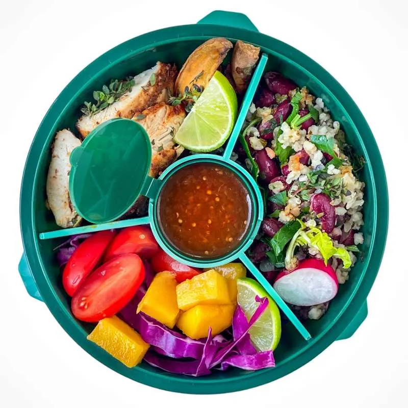 Yumbox Кутия за обяд - Poke Love Bowl - 4 отделения - Кале зелено