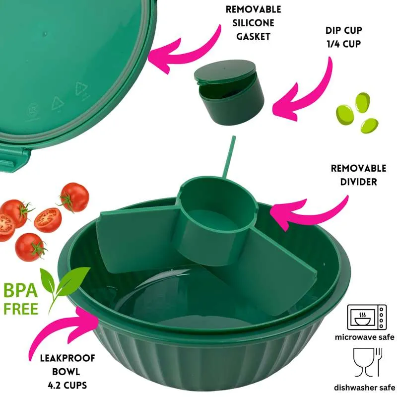 Yumbox Кутия за обяд - Poke Love Bowl - 4 отделения - Кале зелено