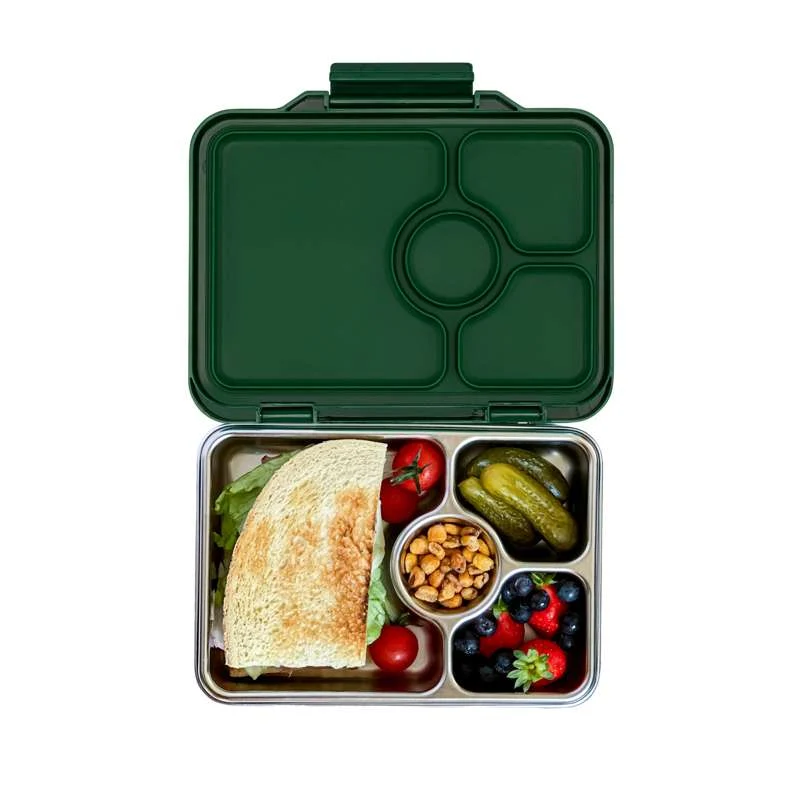 Yumbox Кутия за храна - Presto Неръждаема стомана - 4 отделения - Дъблин зелена