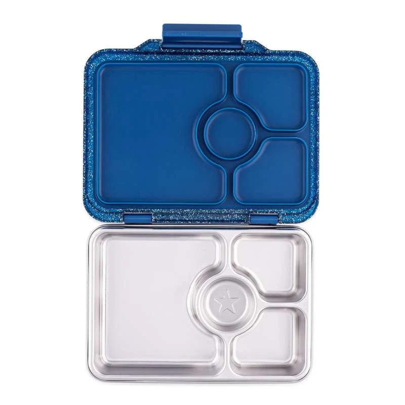 Yumbox Кутия за обяд - Presto Неръждаема стомана - 4 отделения - Синьо блестящо