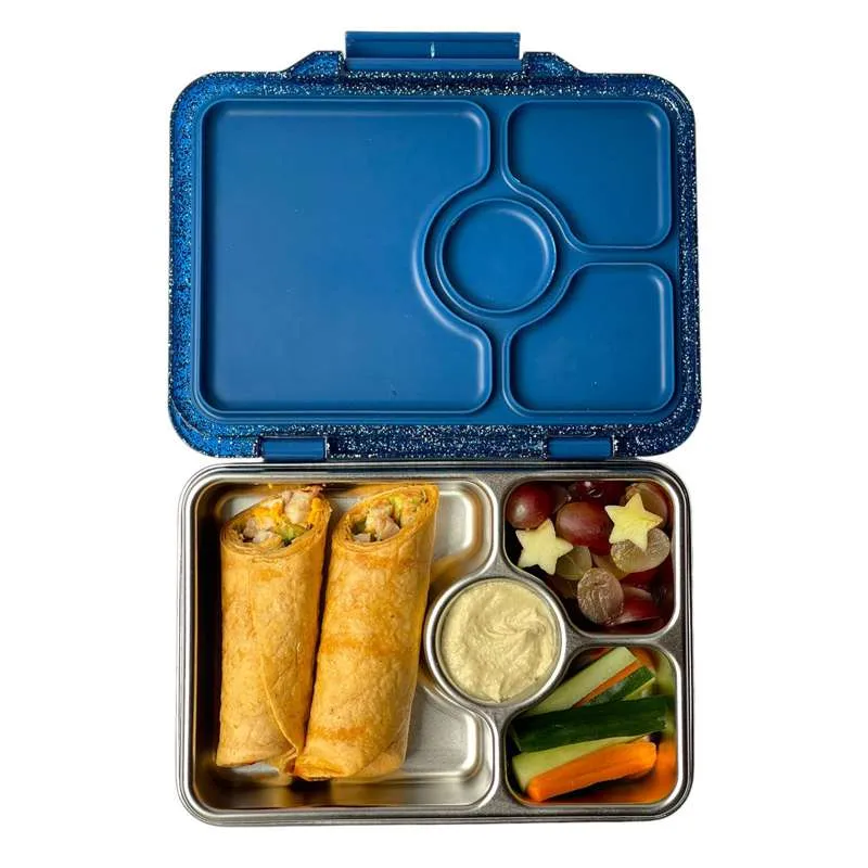 Yumbox Кутия за обяд - Presto Неръждаема стомана - 4 отделения - Синьо блестящо