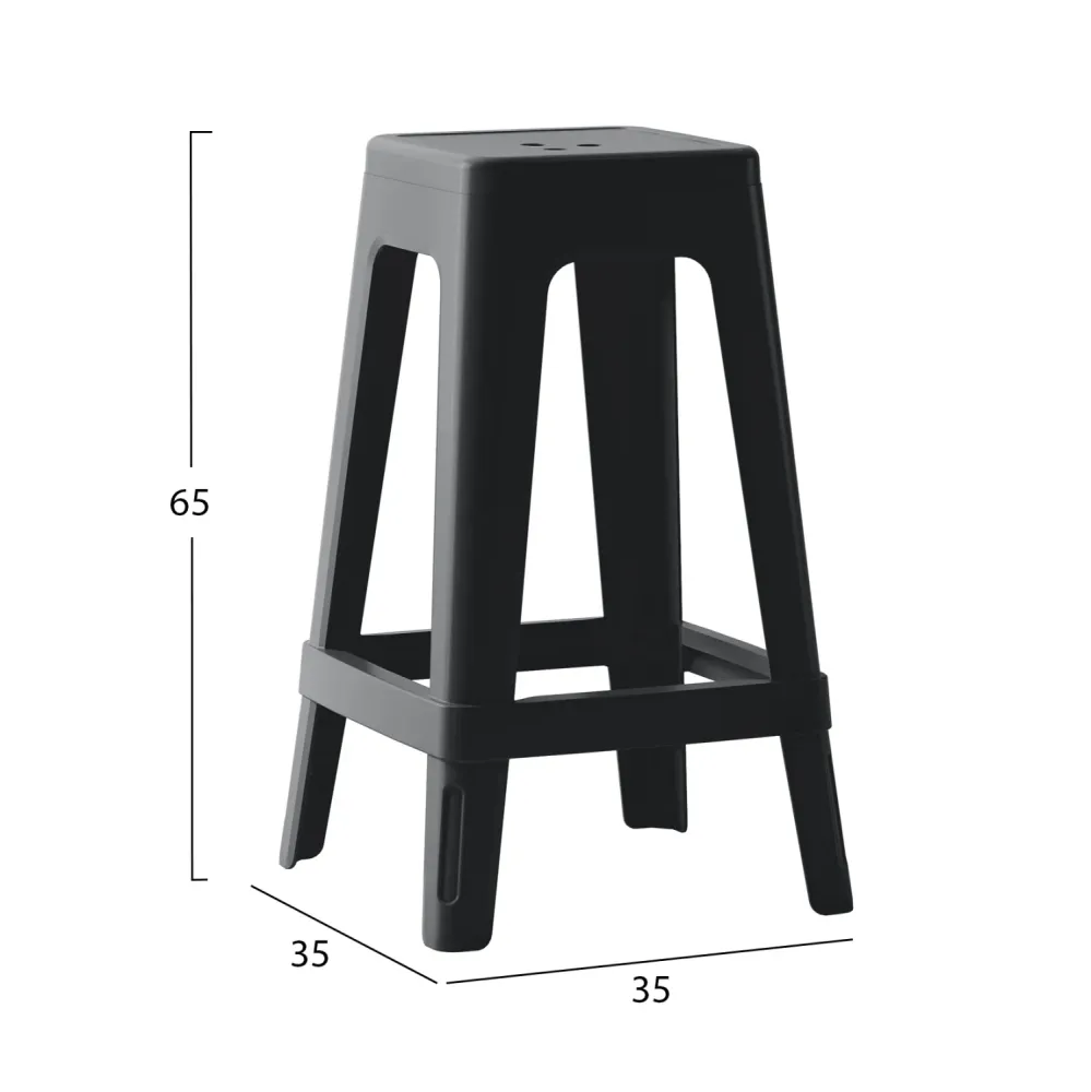 Бар стол ZEB черен цвят полипропилен 35x35x65