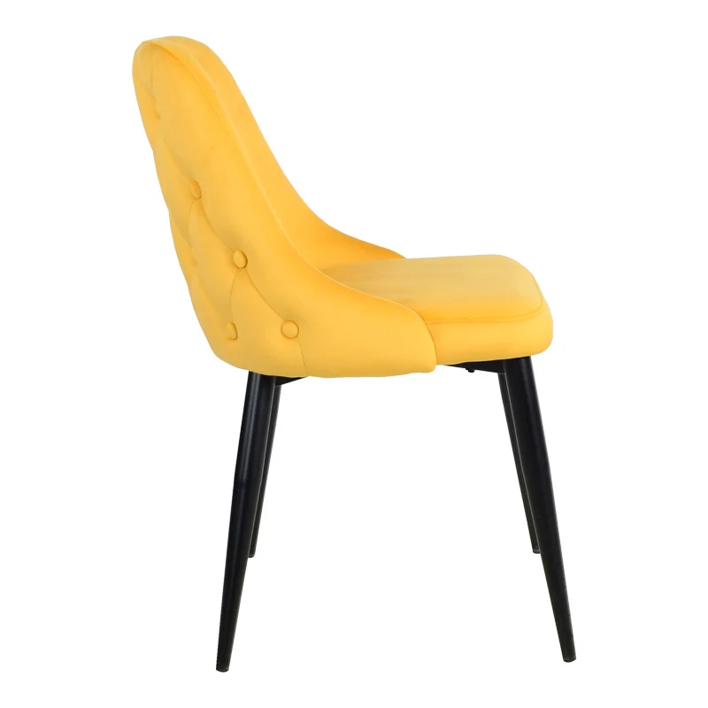 Стол ZEDNA жълто кадифе с черни метални крака 51x58x84см