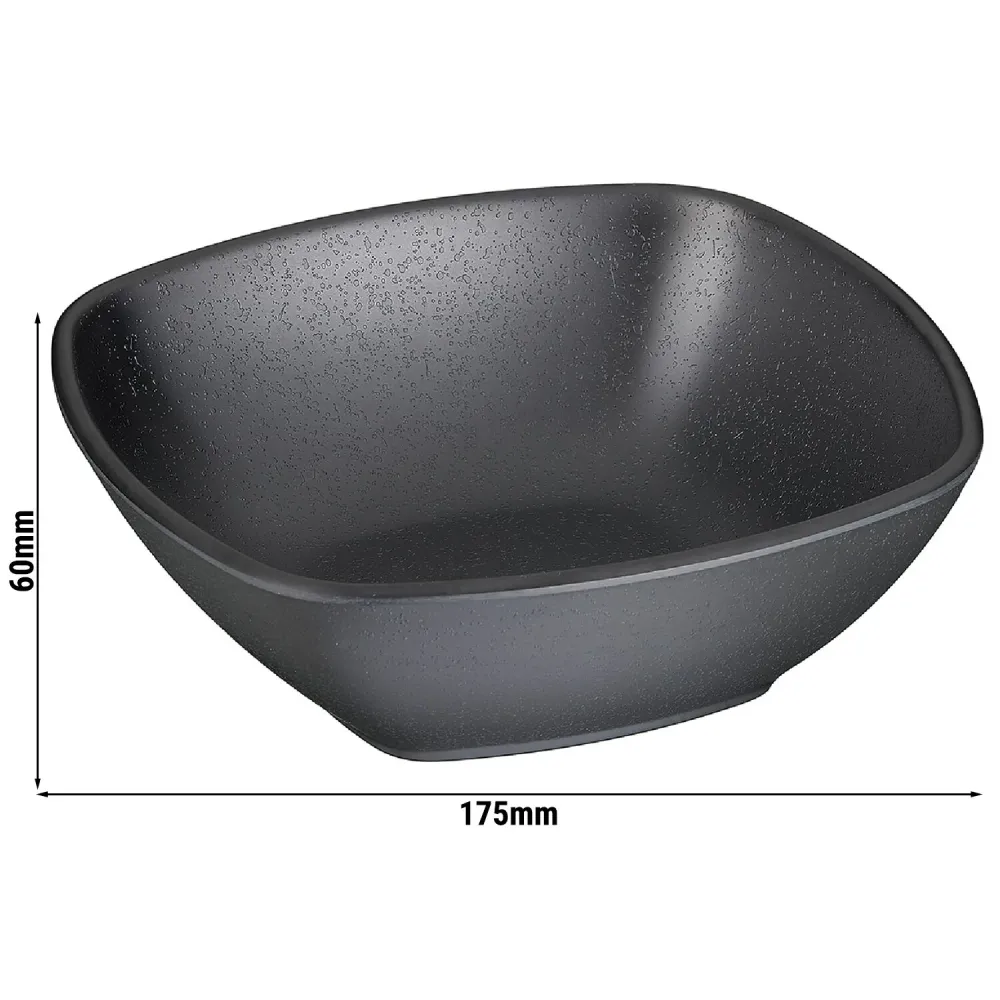 (6 бр.) Купа - ZEN - Меламин - 0.5L - правоъгълна - 175x175mm - Дълбочина: 60mm - Черно
