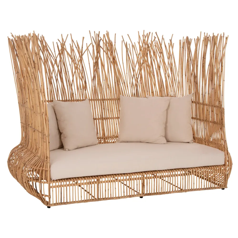 Канапе ZEPHYR натурал ратан с възглавници 200x120x142