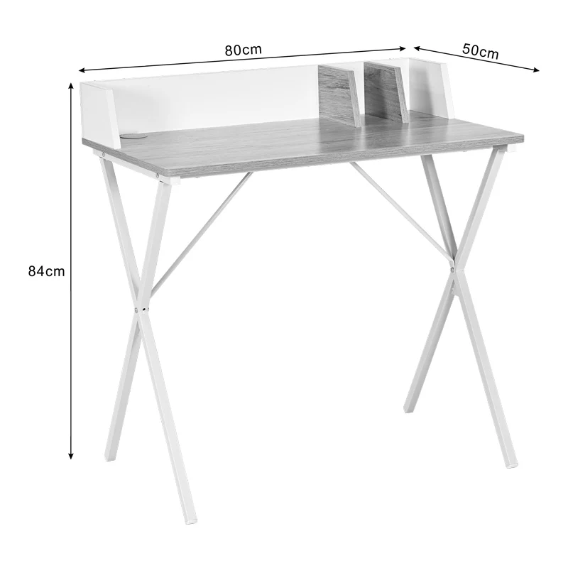 Офис бюро Zervan в цвят дъб с бели метални крака 80x50x84см