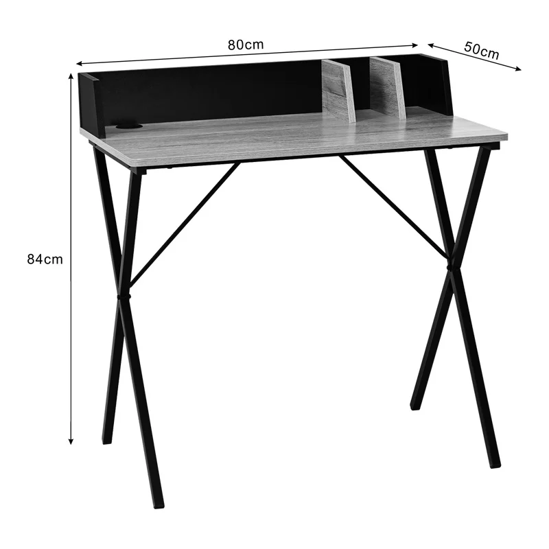 Офис бюро Zervan в цвят дъб с черни метални крака 80x50x84см