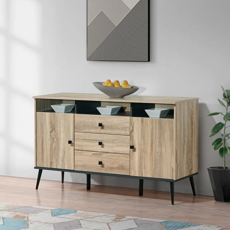 Бюфет Zezan в цвят sonoma-тъмносив 140.5x41.5x80см