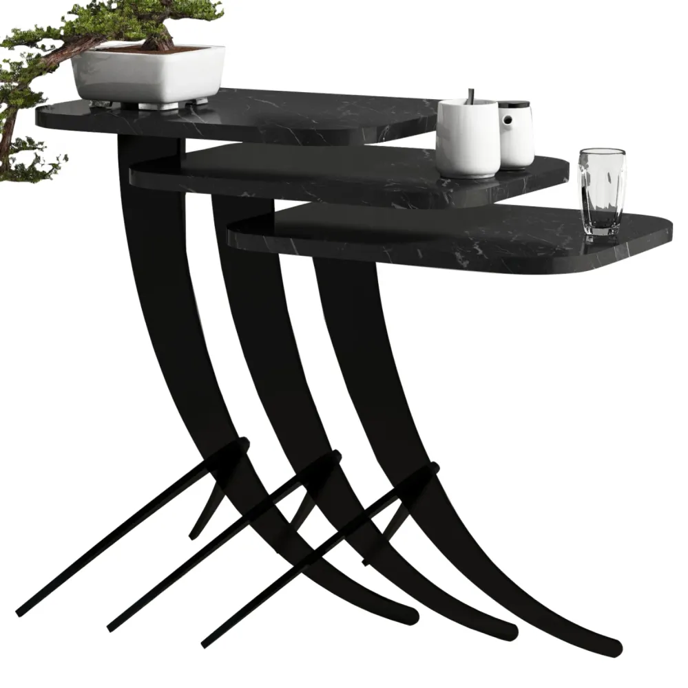 Помощни маси ZIGON 3 бр черен цвят 35x45x60см